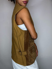 Gilet effet daim camel L vintage