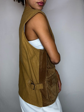 Gilet effet daim camel L vintage