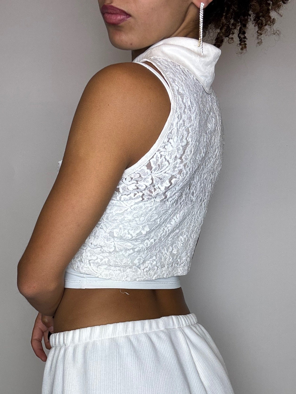 Chemisier en dentelle blanc S vintage