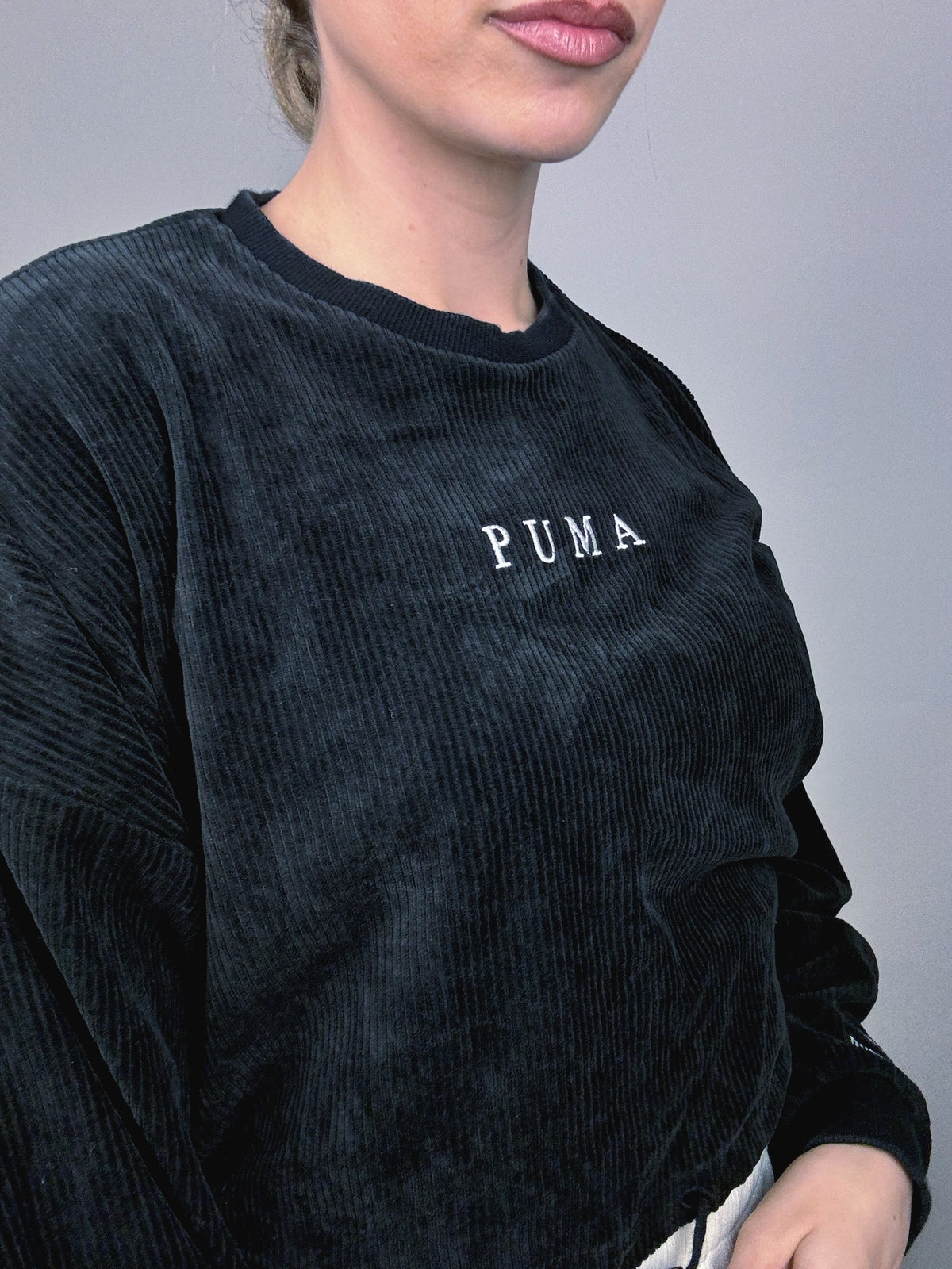 Sweat à col rond noir PUMA M vintage