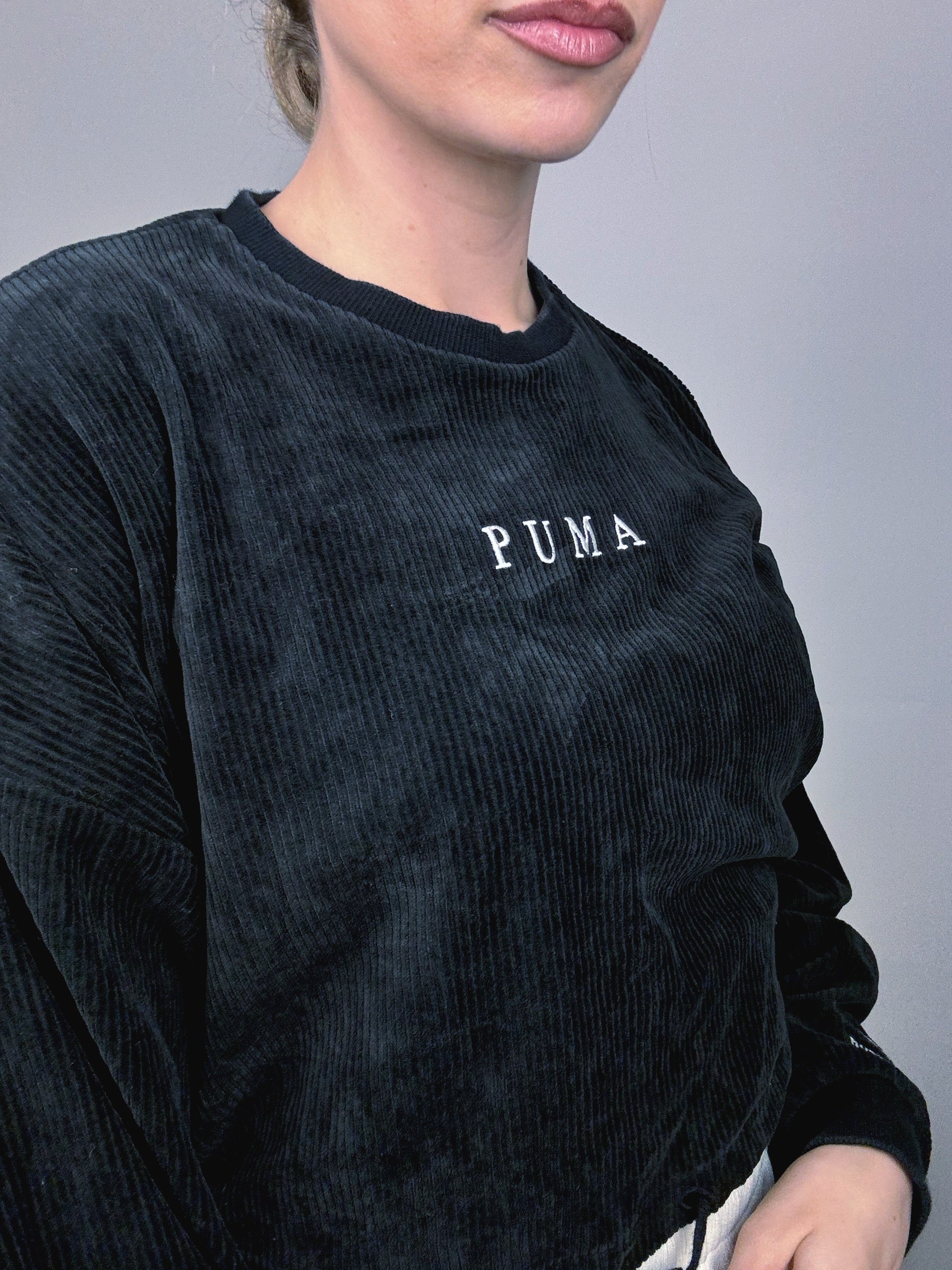 Sweat à col rond noir PUMA M vintage