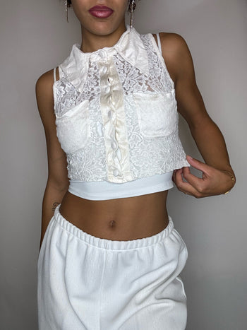 Chemisier en dentelle blanc S vintage