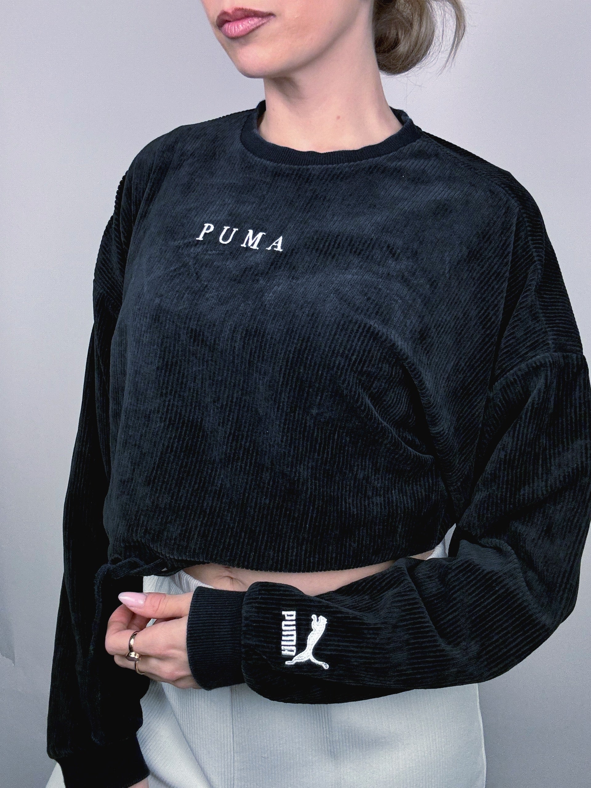 Sweat à col rond noir PUMA M vintage