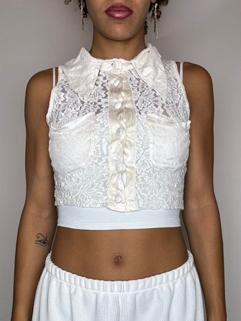 Chemisier en dentelle blanc S vintage