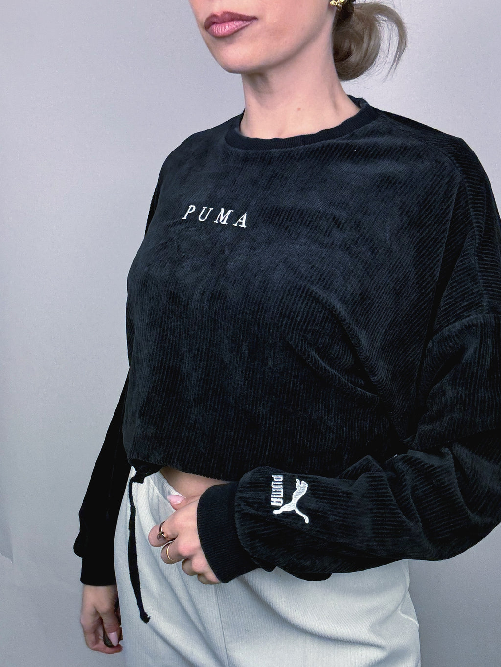 Sweat à col rond noir PUMA M vintage