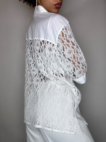 Chemisier en dentelle blanche L vintage