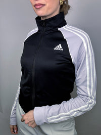 ADIDAS S/M Vintage Schwarze und lila Nylonjacke