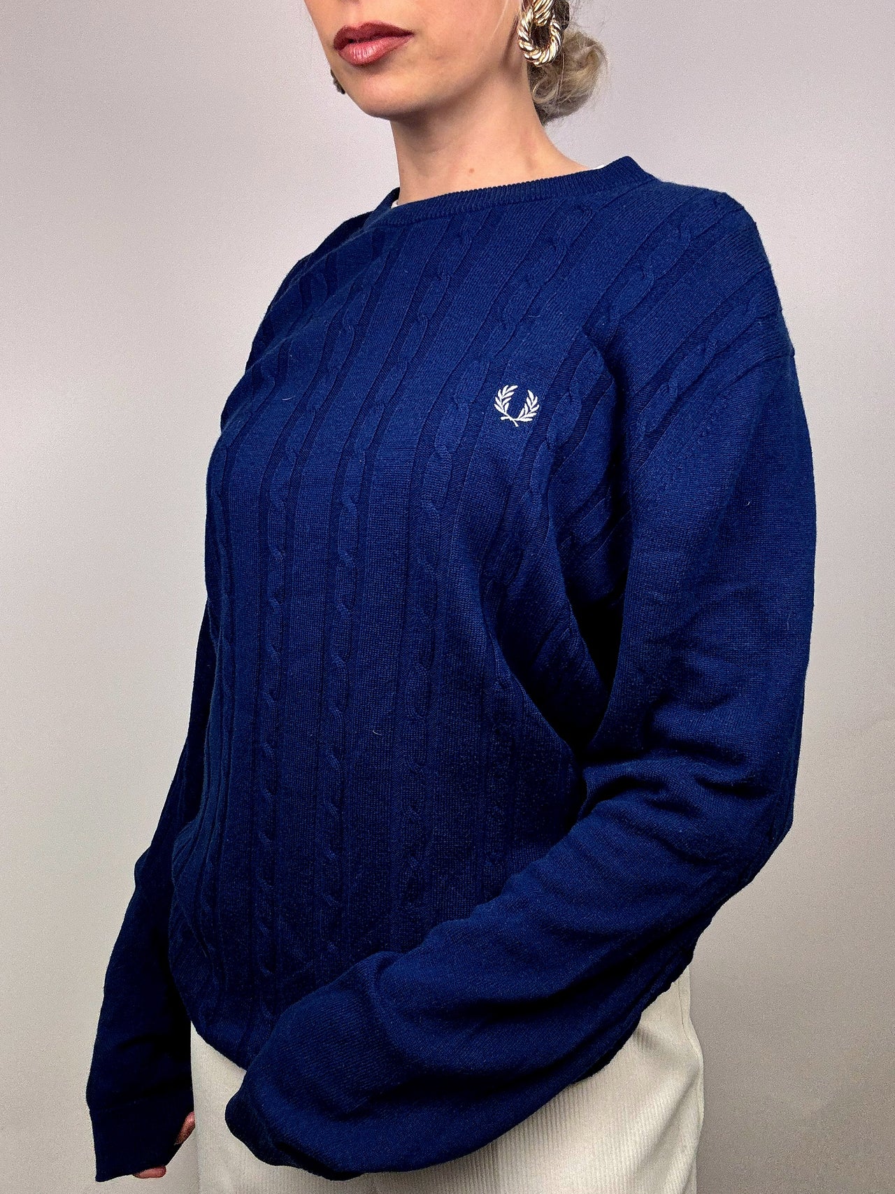 Pull en maille tréssée FRED PERRY vintage