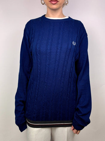 Pull en maille tréssée FRED PERRY vintage