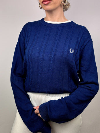 Pull en maille tréssée FRED PERRY vintage