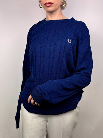 Pull en maille tréssée FRED PERRY vintage