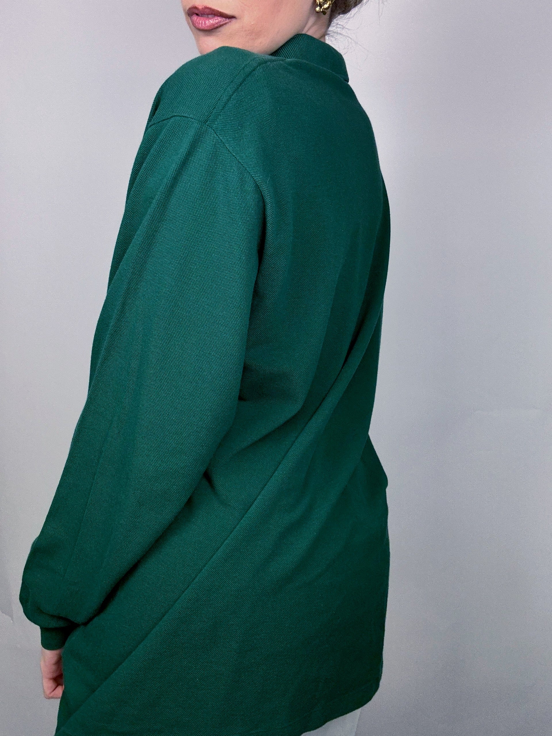 LACOSTE M Vintage green long-sleeved polo shirt