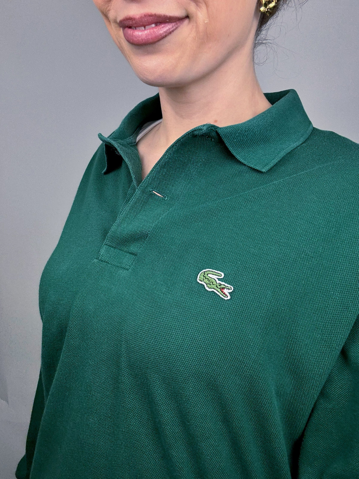 LACOSTE M Vintage green long-sleeved polo shirt