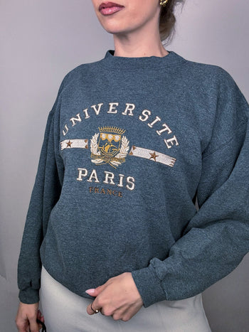 Sweat à pull rond gris L vintage