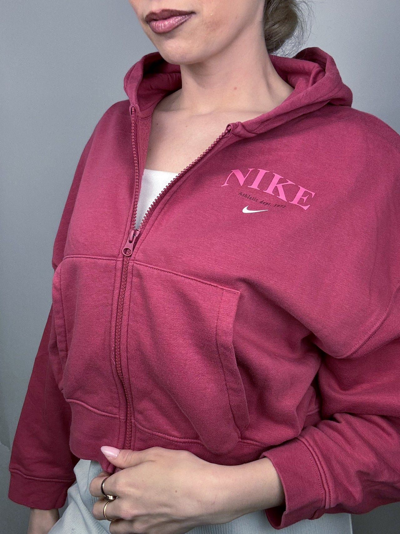 Veste sweat à capuche rose NIKE L vintage