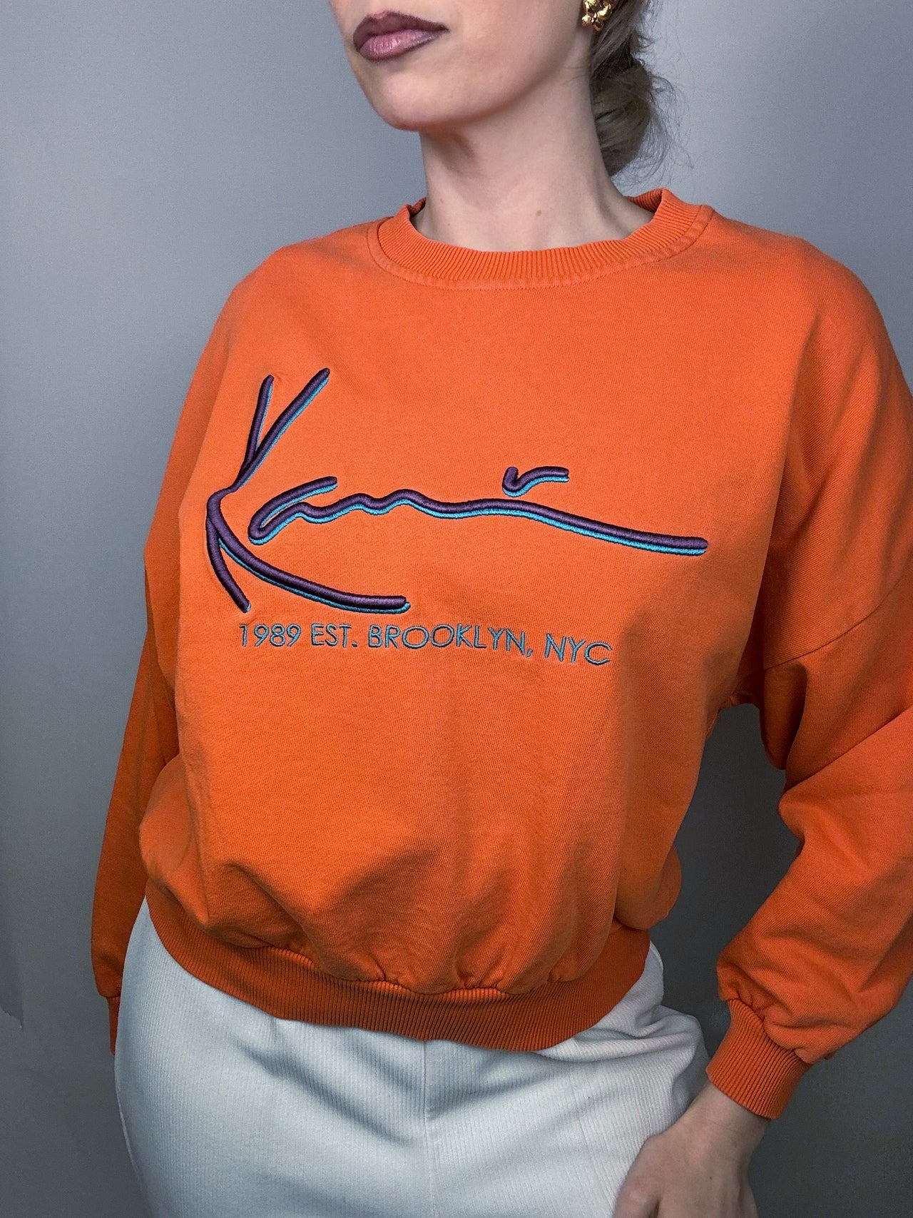 Sweat à col rond orange KANI S vintage