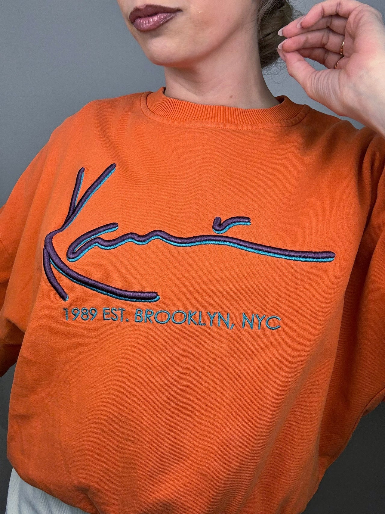 Sweat à col rond orange KANI S vintage