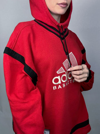 Sweat à capuche rouge ADIDAS XL vintage