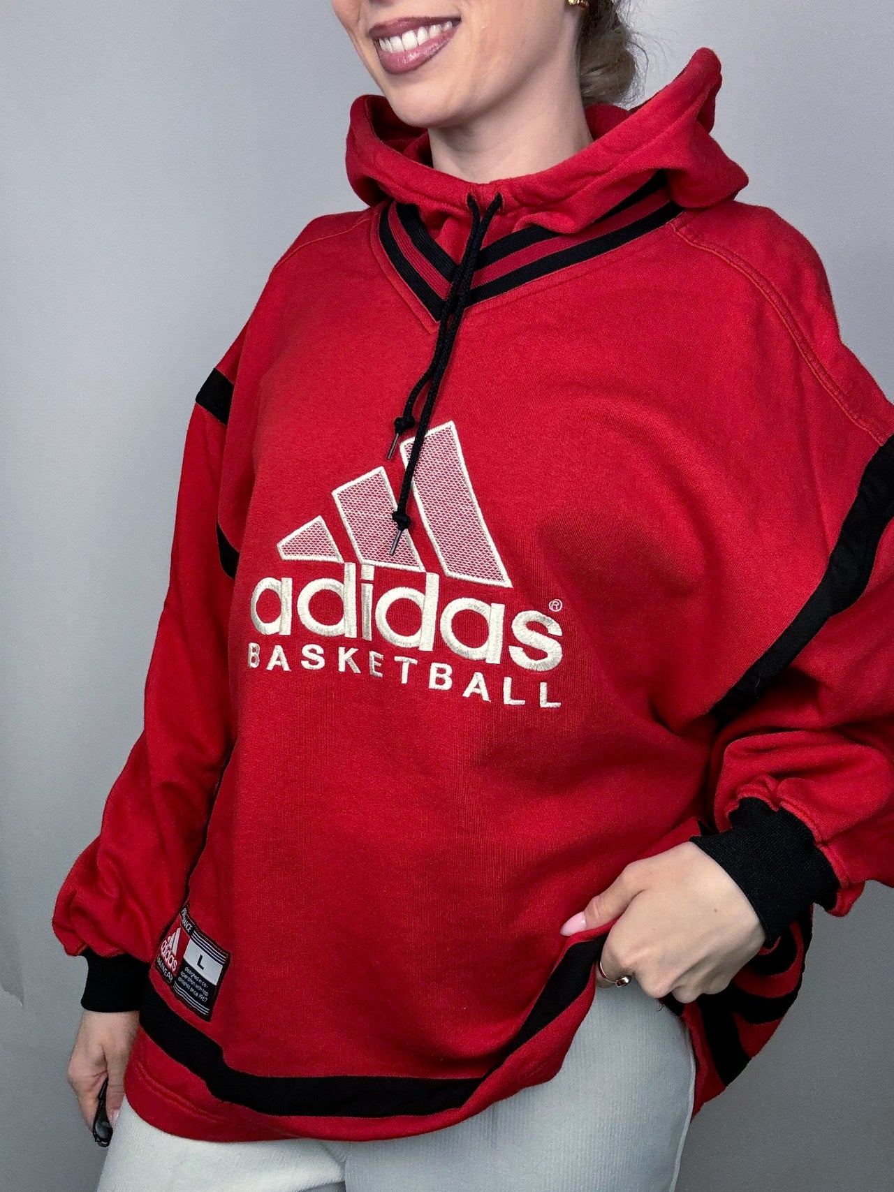 Sweat à capuche rouge ADIDAS XL vintage