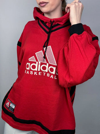 Sweat à capuche rouge ADIDAS XL vintage