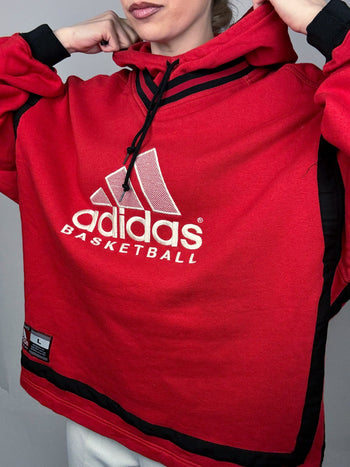 Sweat à capuche rouge ADIDAS XL vintage