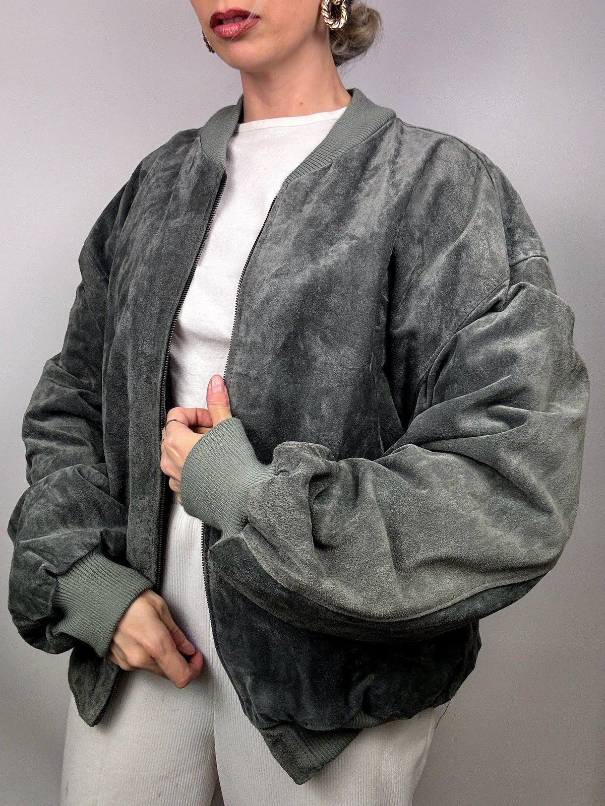 Vintage genuine suede bomber jacket