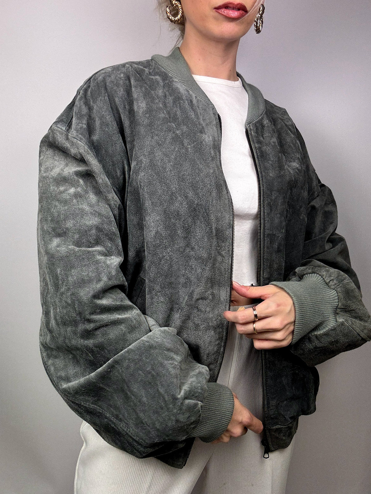 Vintage genuine suede bomber jacket