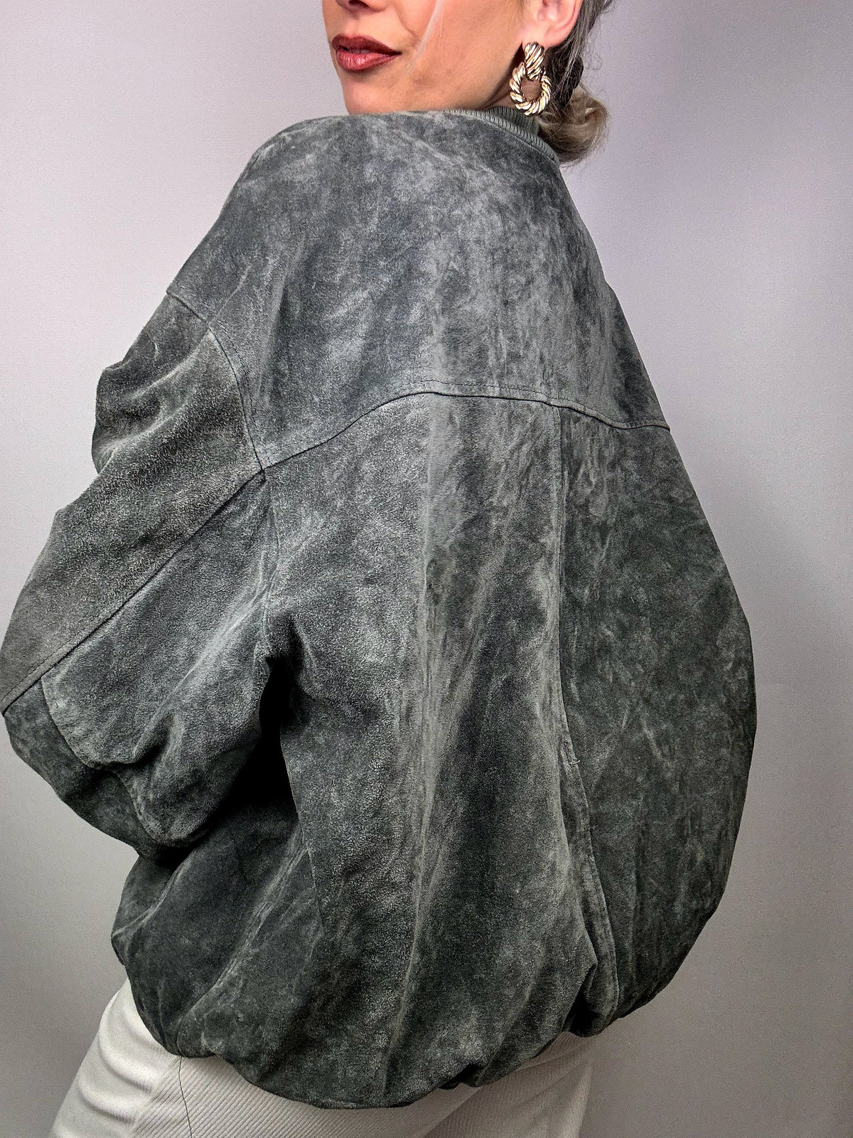 Vintage genuine suede bomber jacket