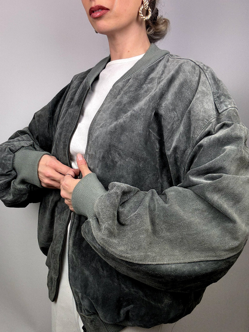 Vintage genuine suede bomber jacket