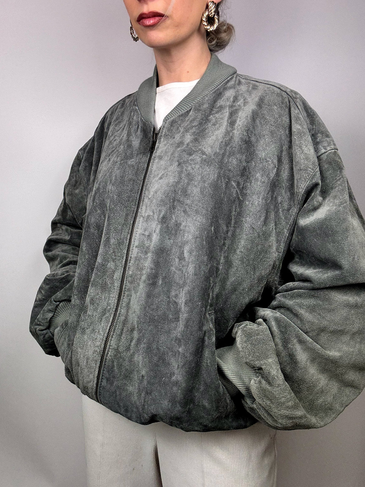 Vintage genuine suede bomber jacket