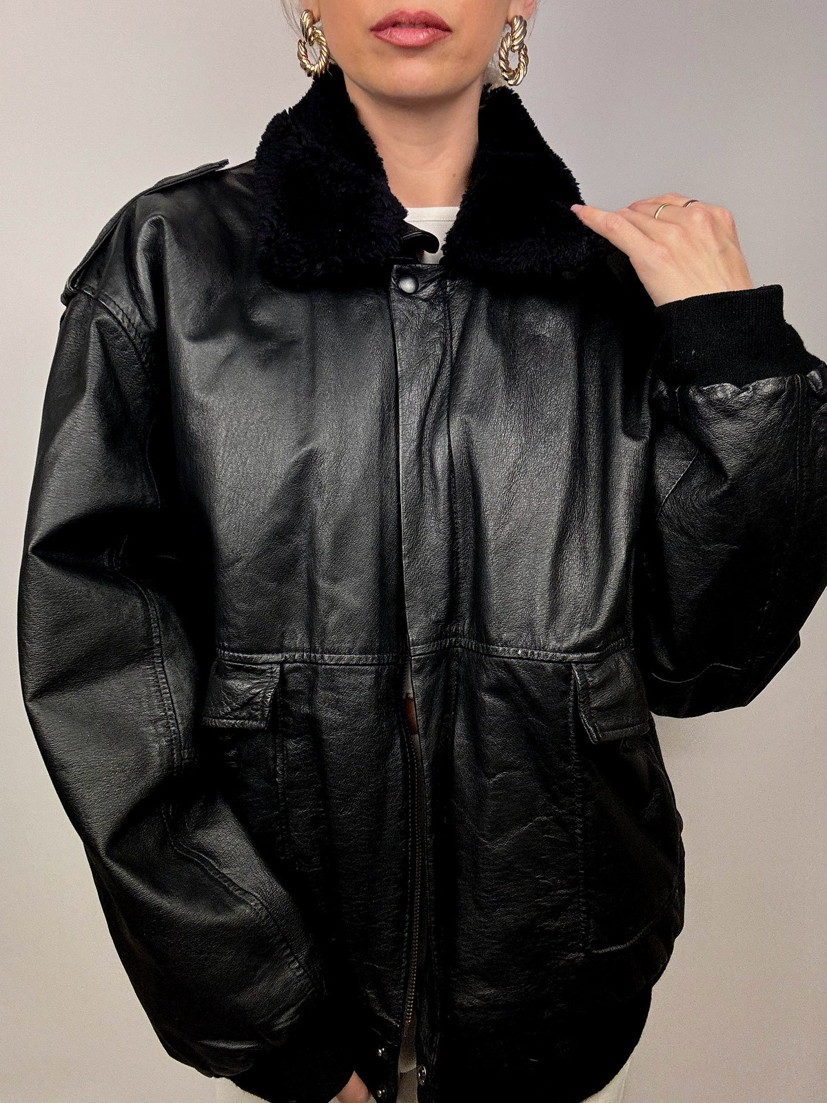 Vintage fur-lined leather jacket
