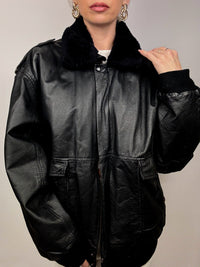 Vintage fur-lined leather jacket