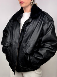 Vintage fur-lined leather jacket
