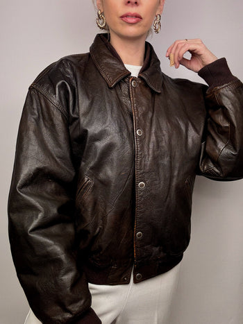 Vintage aviator style leather jacket