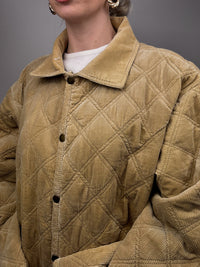 Beige Vintage-Steppjacke aus Cord