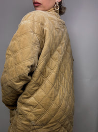 Beige Vintage-Steppjacke aus Cord
