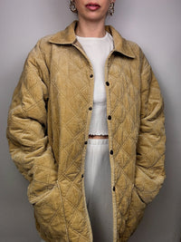 Beige Vintage-Steppjacke aus Cord