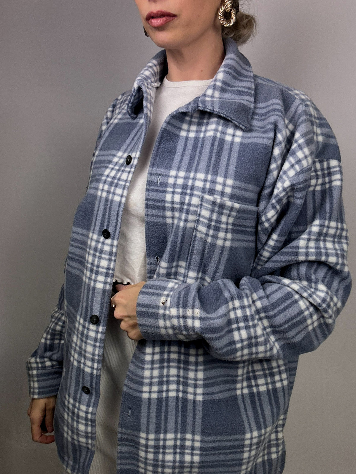Vintage plaid shirt style fleece