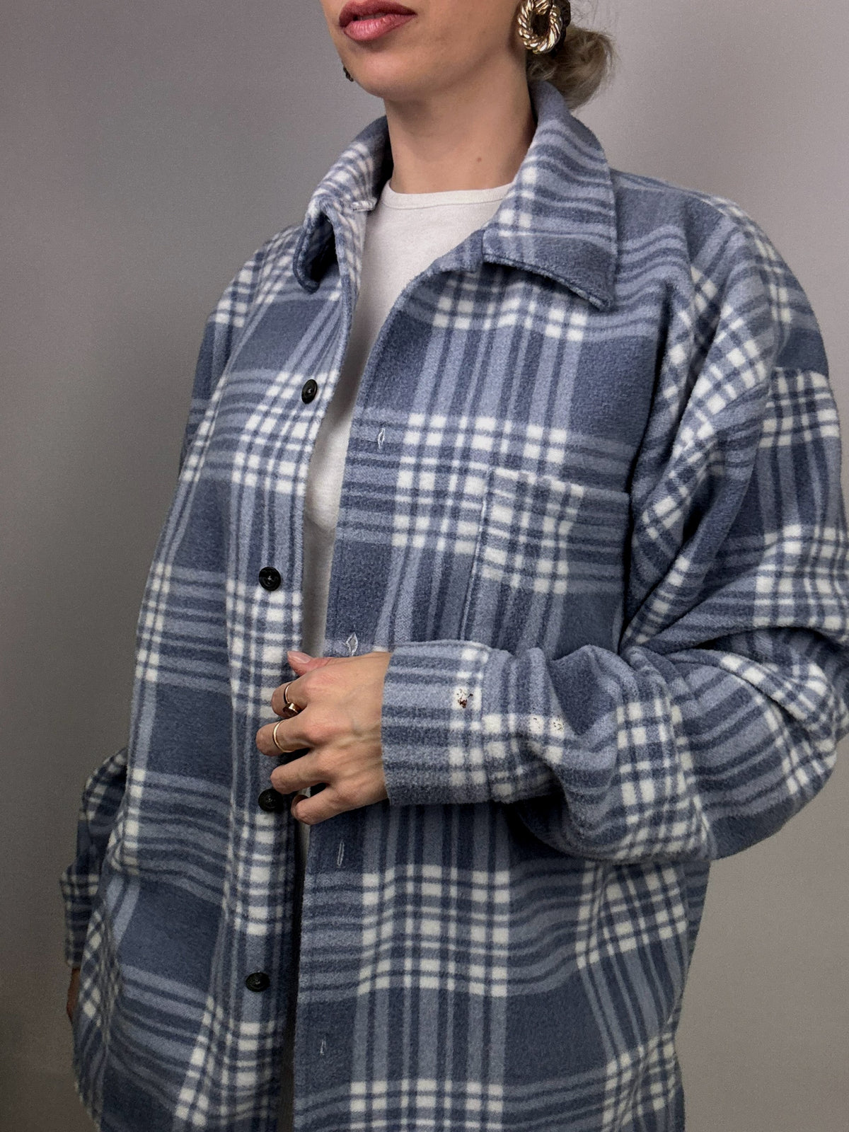 Vintage plaid shirt style fleece