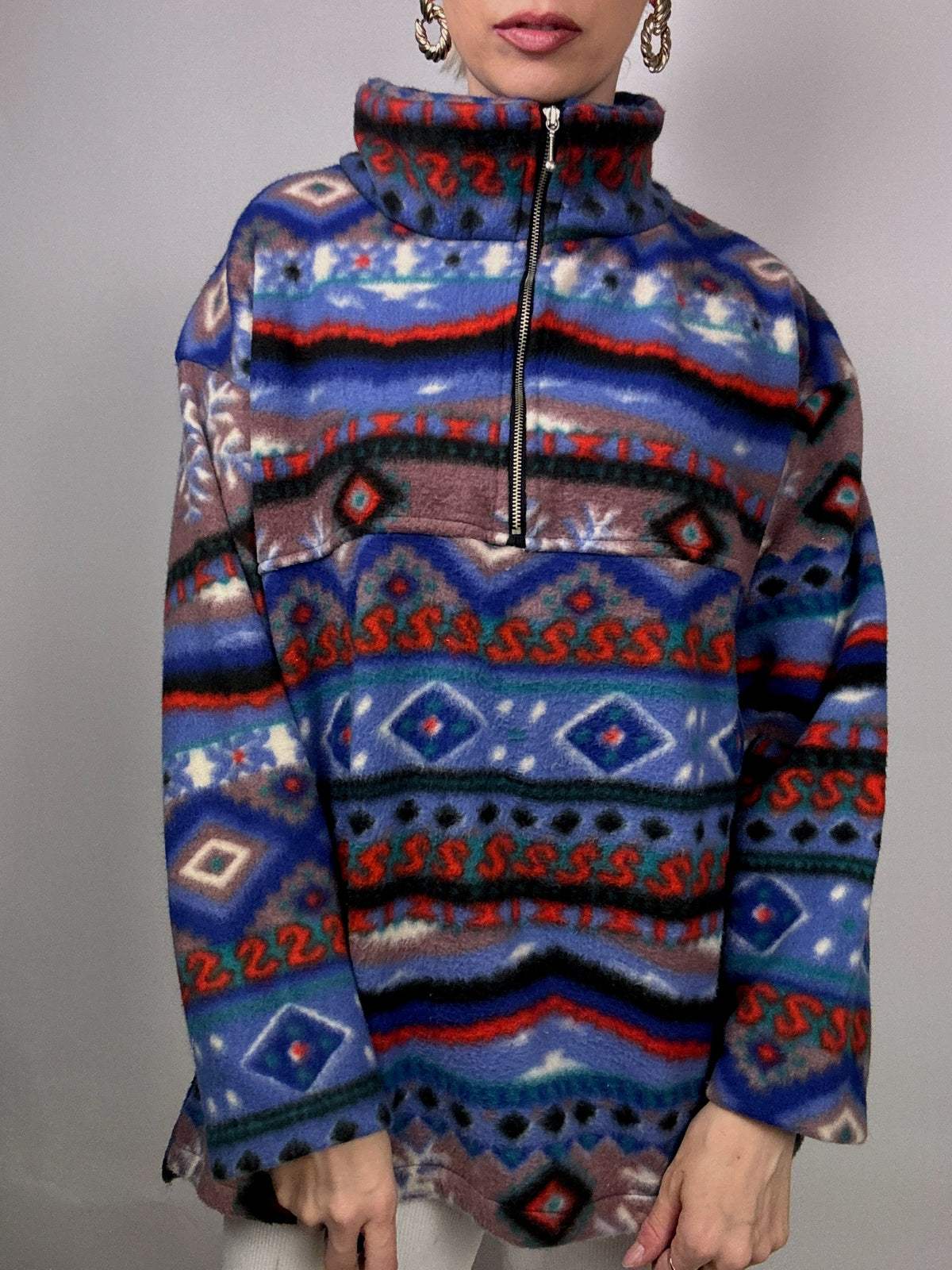 Soft thick vintage multicolor graphic fleece