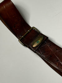 Ceinture en cuir embossé brun vintage