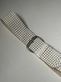 Ceinture en cuir blanc vintage