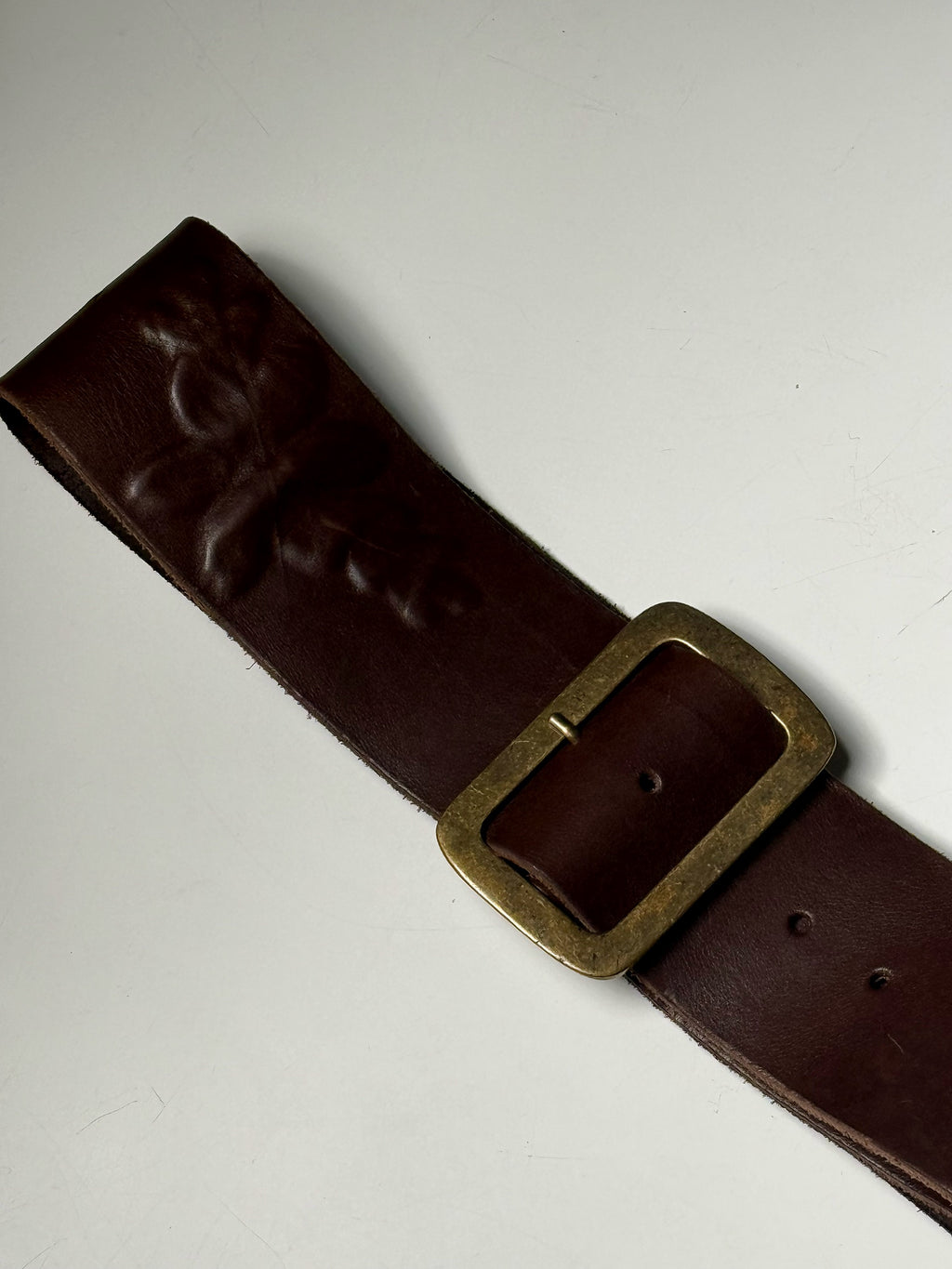 Vintage brown embossed leather belt