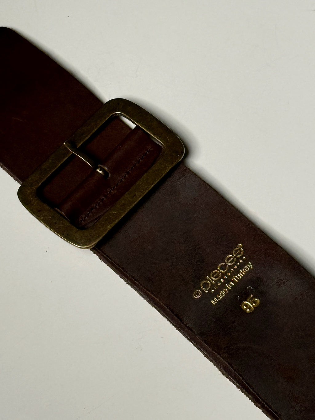 Vintage brown embossed leather belt