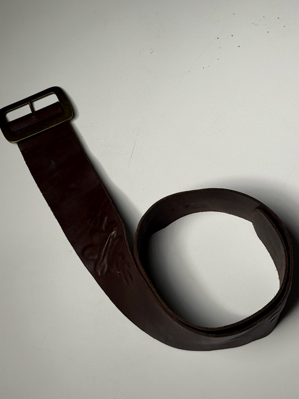 Vintage brown embossed leather belt