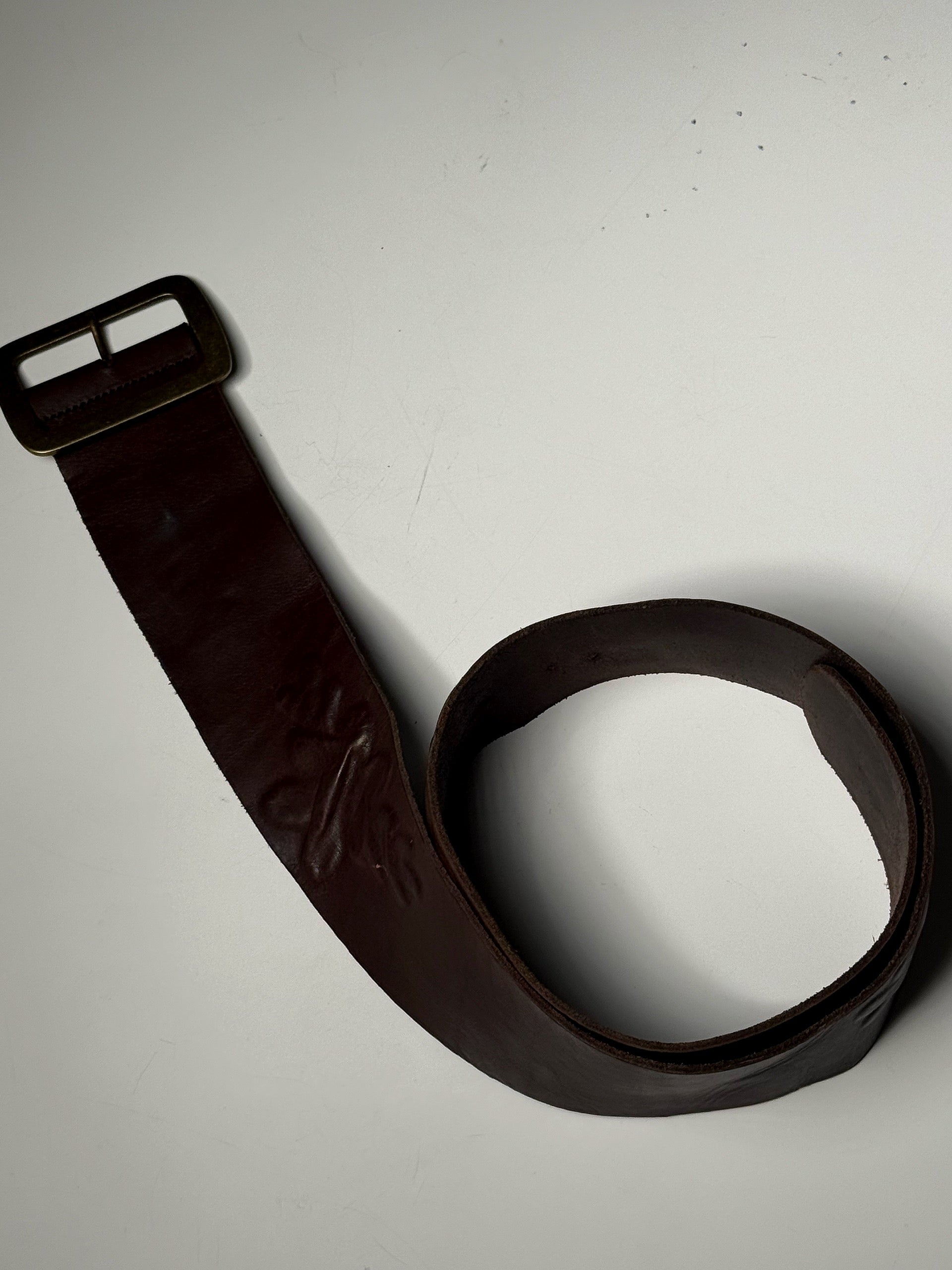 Vintage brown embossed leather belt