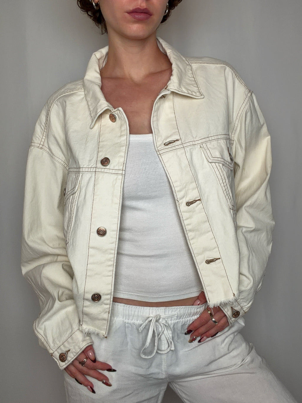 Veste en denim écru M vintage