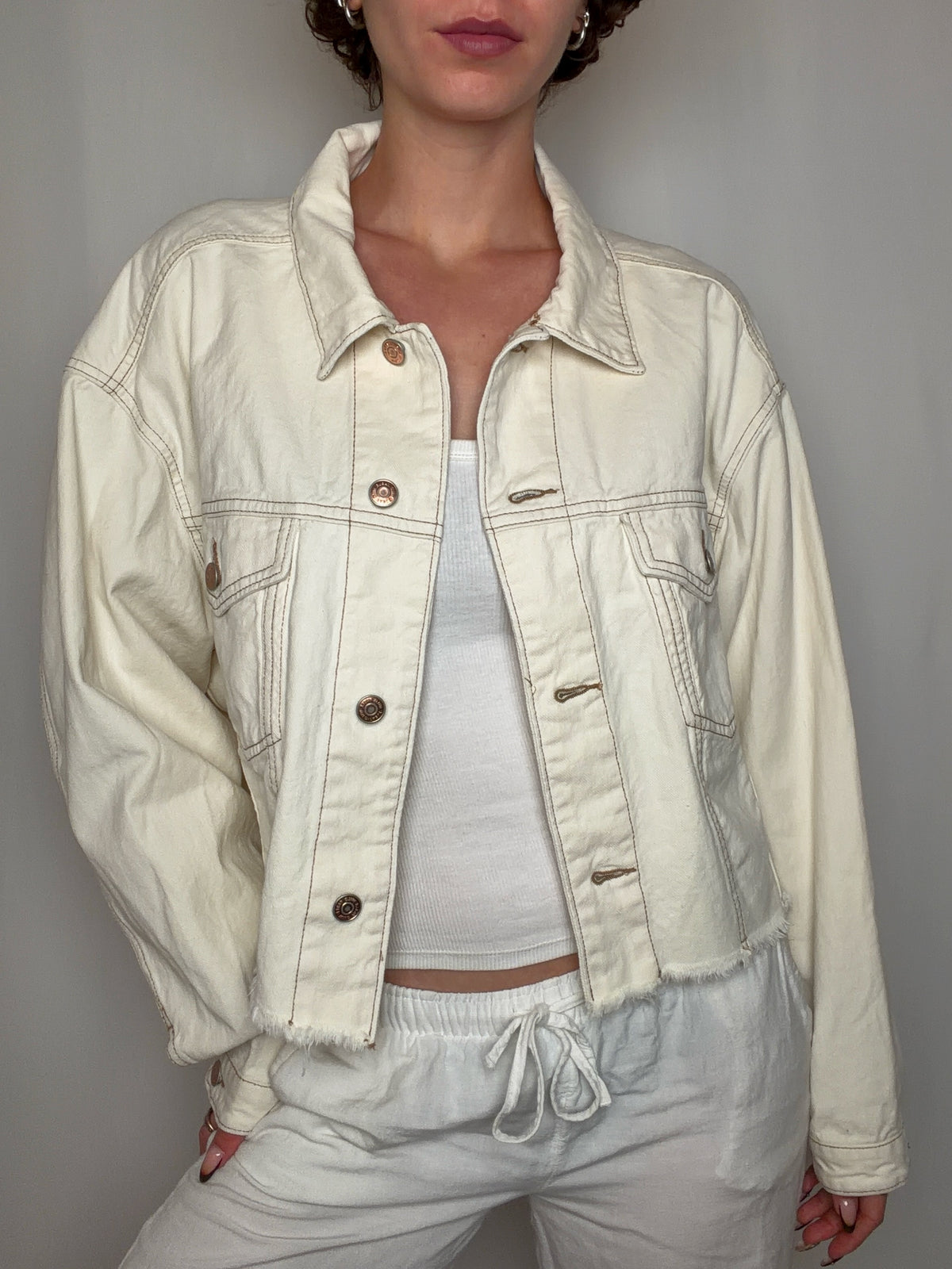 Veste en denim écru M vintage