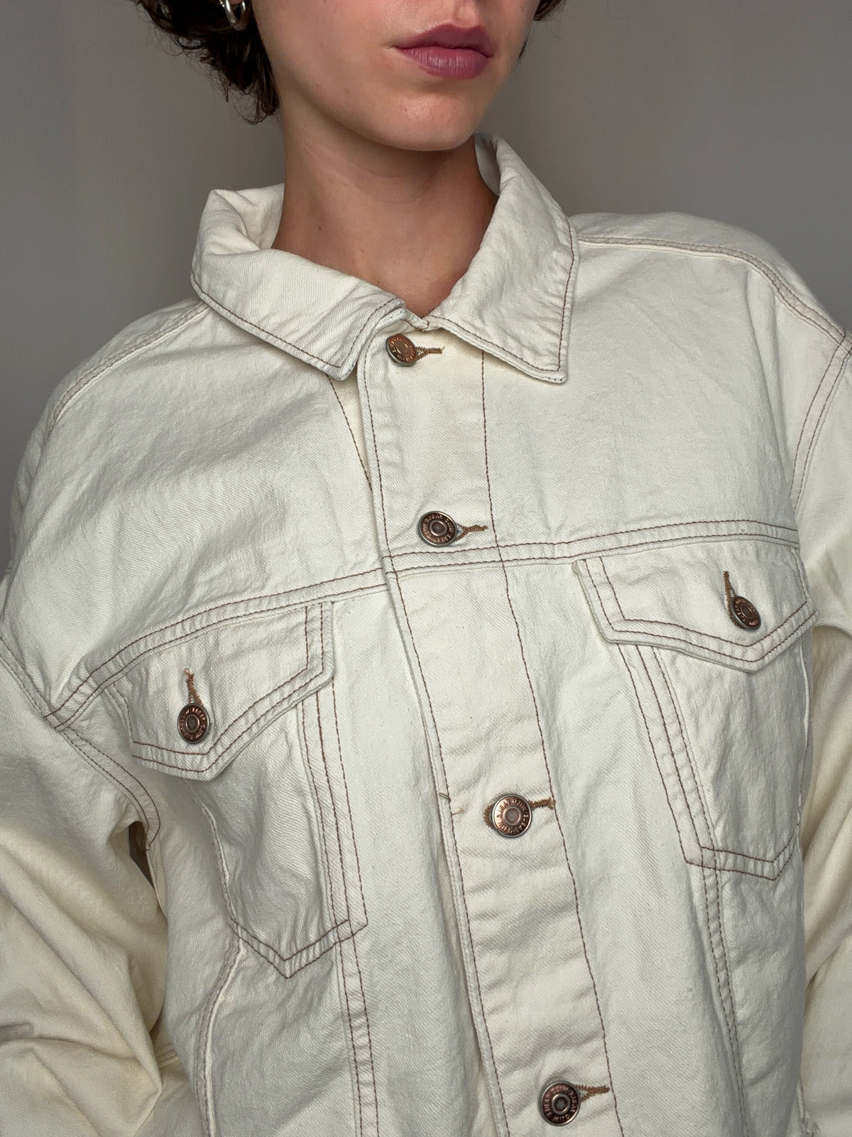 Veste en denim écru M vintage