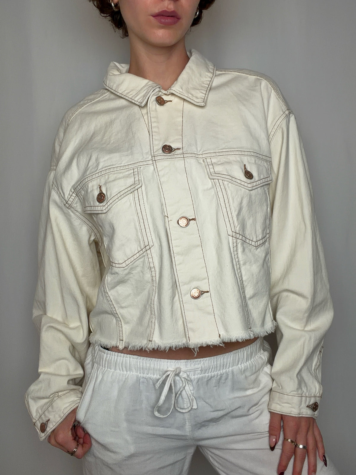 Veste en denim écru M vintage